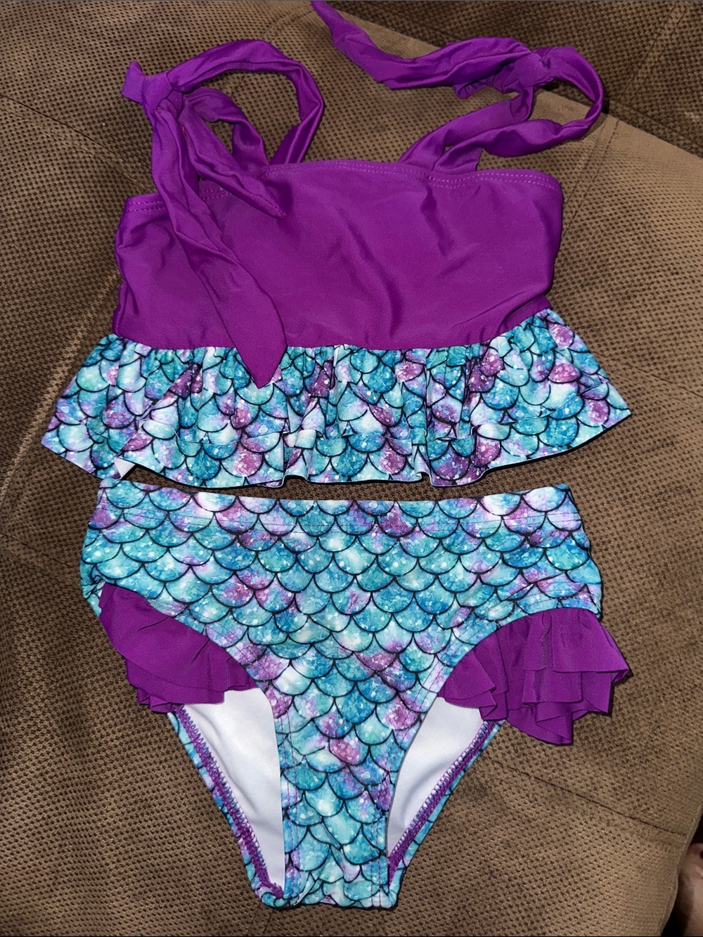 Girls Purple Ruffle Mermaid Bikini Set